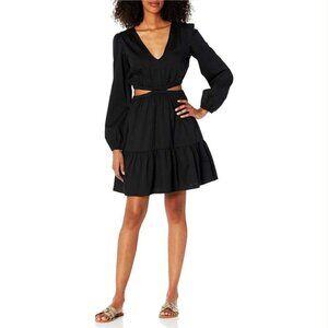 🎄NWT The Drop Sita Short Black Sateen Cut Out Cotton Dress Size Medium